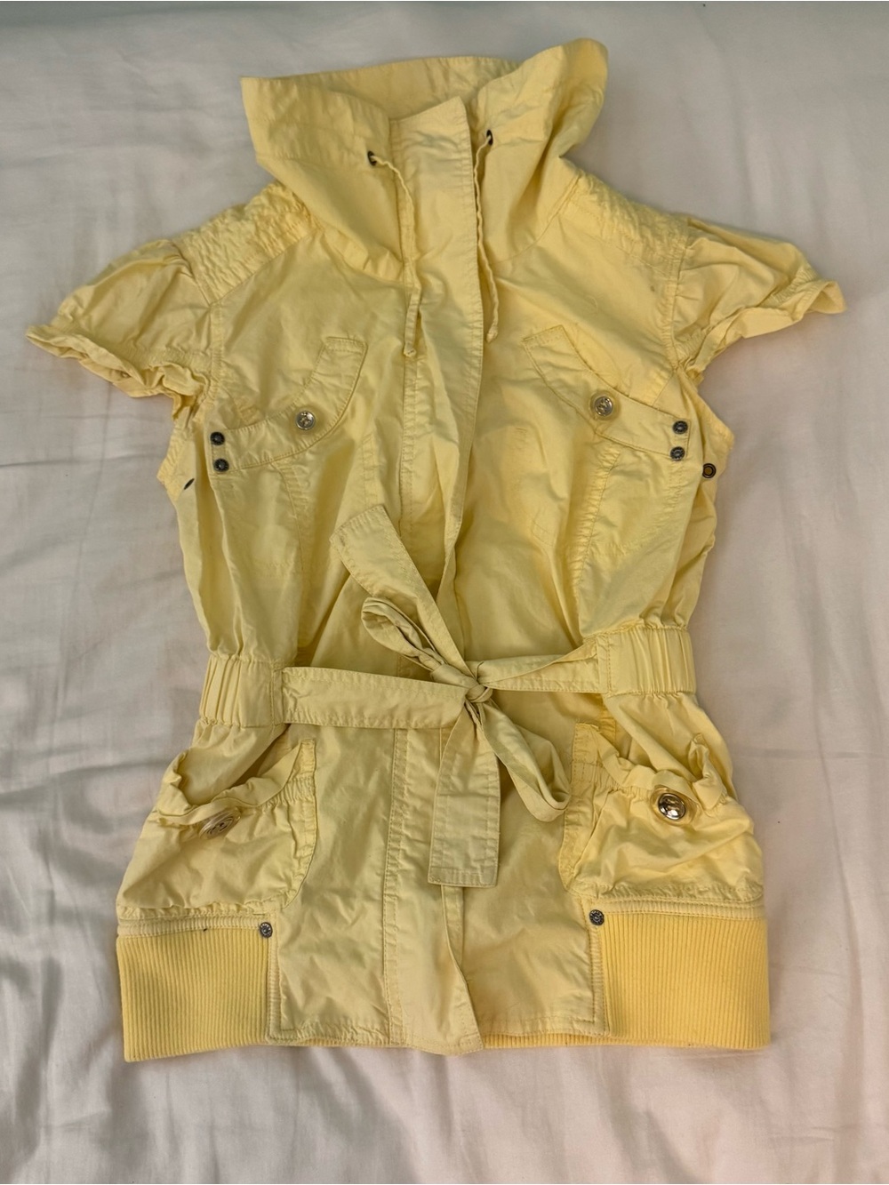 XOXO Yellow Short Sleeve Hooded Utility Tee